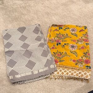 Stylish Gray and Yellow Patterned Scarves
